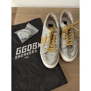 Golden Goose Silver All Over Glitter Superstar Sneakers Size 39